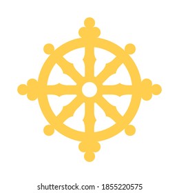 Samsara wheel. Dharma Wheel symbol. Vector illustration.
