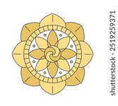 Samsara wheel of life with six lotus petals symbol of Buddhism in flat doodle style isolated on white background. Wheel of Dharma  Cycle of life and death concept