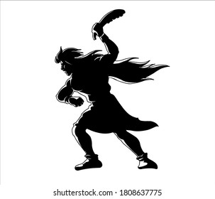 Samson with the Jawbone ,biblical story, vector illustration