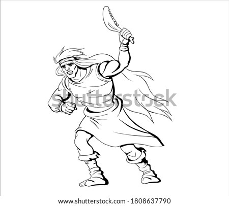 Samson with the Jawbone ,biblical story, vector illustration