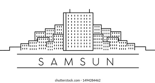 Samsun city outline icon. Elements of Turkey cities illustration icons. Signs, symbols can be used for web, logo, mobile app, UI, UX on sky background
