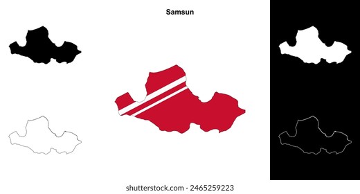 Samsun province outline map set