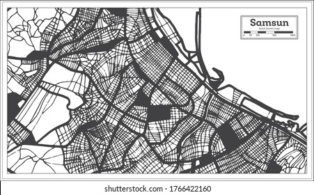 Samsun Turkey City Map in Black and White Color in Retro Style. Outline Map. Vector Illustration.