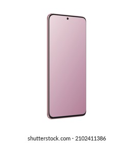 Samsung Galaxy Mockup. Isolated Pink Smartphone Galaxy Mockup. Realistic 3d Design. Front View. Vector illustration