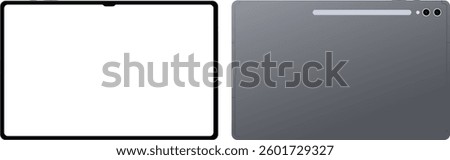 Samsung tablet template with outline screen and back panel. Used for digital design and mockup presentations. Transparent background. Vector EPS 10