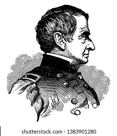 Samuel Cooper, he was a career United States army staff officer during the second Seminole war and the Mexican-American war, vintage line drawing or engraving illustration