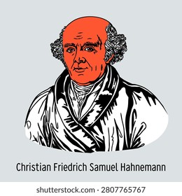 Samuel Hahnemann – German Physician, Founder of Homeopathy and Medical Pioneer. Hand-drawn vector illustration