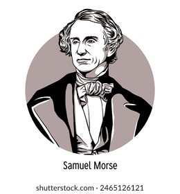 Samuel Morse es un inventor y artista estadounidense. Ilustración vectorial dibujada a mano