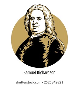 Samuel Richardson es un escritor inglés, el fundador de la literatura "sensible" del siglo XIX, el fundador de la escuela literaria sentimental en Europa. Ilustración vectorial dibujada a mano