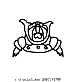 Samurai Armor Heads Outline Icon, Vector illustration