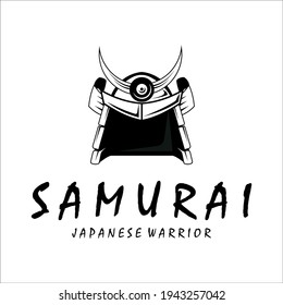 samurai armour helmet vintage logo template vector illustration design. simple modern japanese armour for samurai emblem logo concept