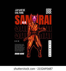 obras de arte de samurai con estilo de diseño de ropa de calle 