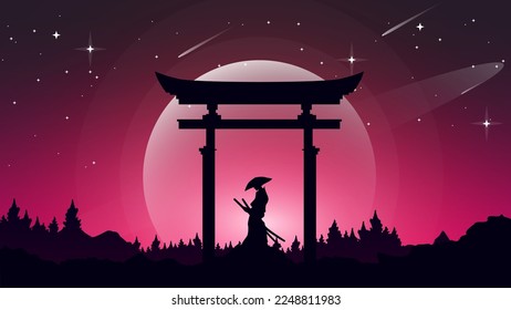 Samurai Background. japan theme background. samurai wallpaper. landscape fantasy walpaper. japanese samurai background.