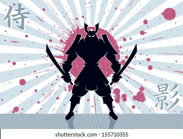 Samurai Background: Samurai warrior background. No transparency and gradients used. 