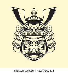 Samurai Bali mask vector art