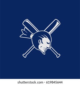 samurai baseball logo vector illustration