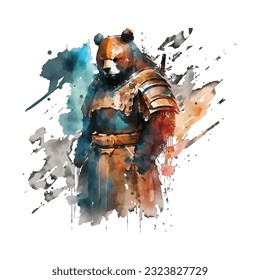 Samurai Bear Traditional Japanese | Transparent 300dpi digital tshirt POD, EPS, vector, clipart, book cover, wallart, ready to print, Print-on-Demand, colorful, no background, beauty