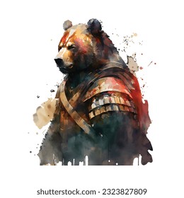 Samurai Bear Traditional Japanese | Transparent 300dpi digital tshirt POD, EPS, vector, clipart, book cover, wallart, ready to print, Print-on-Demand, colorful, no background, beauty