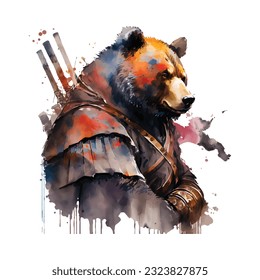 Samurai Bear Traditional Japanese | Transparent 300dpi digital tshirt POD, EPS, vector, clipart, book cover, wallart, ready to print, Print-on-Demand, colorful, no background, beauty