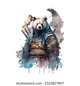 Samurai Bear Traditional Japanese | Transparent 300dpi digital tshirt POD, EPS, vector, clipart, book cover, wallart, ready to print, Print-on-Demand, colorful, no background, beauty