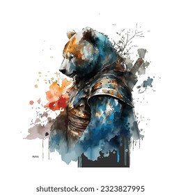Samurai Bear Traditional Japanese | Transparent 300dpi digital tshirt POD, EPS, vector, clipart, book cover, wallart, ready to print, Print-on-Demand, colorful, no background, beauty