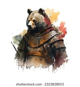 Samurai Bear Traditional Japanese | Transparent 300dpi digital tshirt POD, EPS, vector, clipart, book cover, wallart, ready to print, Print-on-Demand, colorful, no background, beauty