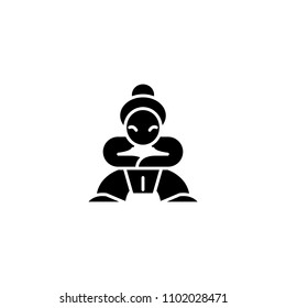 Samurai black icon concept. Samurai flat  vector symbol, sign, illustration.