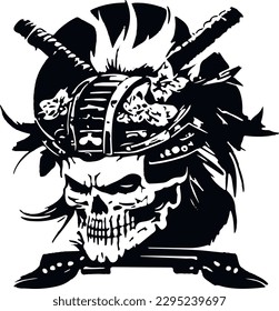 Tatuaje blanco y negro de Samurai