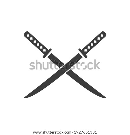 Samurai Blade Weapon Icon Isolated on Black and White Vector Graphic