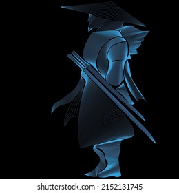 Samurai blau gestreifte schöne Vektorgrafik