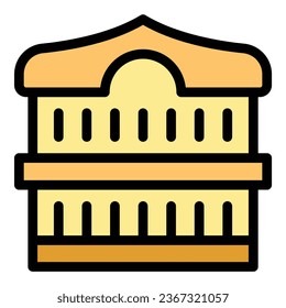 Samurai building icon outline vector. City tower. Ancient map color flat