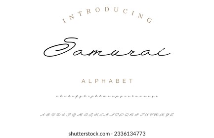 Samurai calligraphy script. Vector alphabet.