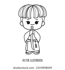 samurai cartoon collection vector illustration