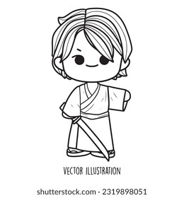 samurai cartoon collection vector illustration