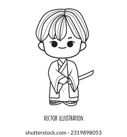 samurai cartoon collection vector illustration