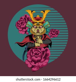 The samurai of cat illustration design