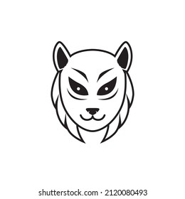 samurai cat masks smile logo design, vector graphic symbol icon sign illustration