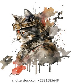 Samurai Cat Traditional Japanese | Transparent 300dpi digital tshirt POD, EPS, vector, clipart, book cover, wallart, ready to print, Print-on-Demand, colorful, no background, beauty, professional