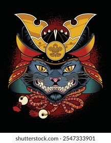 SAMURAI CAT VINTAGE CARTOON ILLUSTRATION
