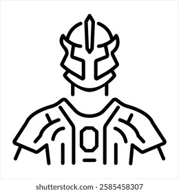 Samurai character icon in linear style 