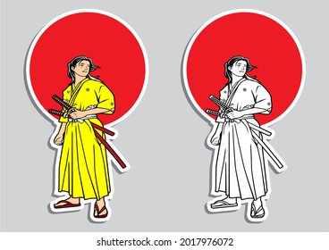 concepto vectorial de ilustración de caracteres samurai