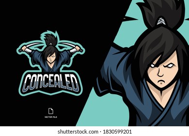 samurai character mascot logo illustration