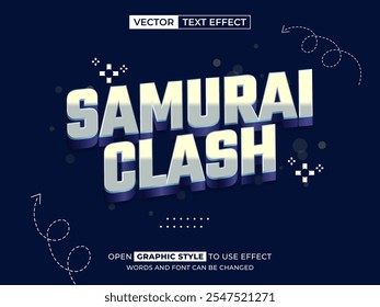 Samurai Clash texto editable, efecto de fuente, texto 3D para el título