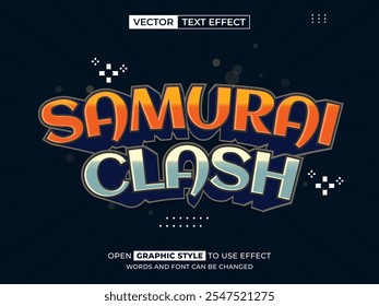 Samurai Clash texto editable, efecto de fuente, texto 3D para el título