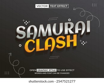 Samurai Clash texto editable, efecto de fuente, texto 3D para el título