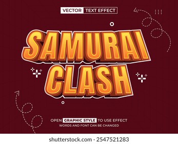 Samurai Clash texto editable, efecto de fuente, texto 3D para el título