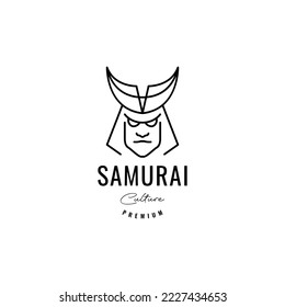 samurai culture scare face logo design vector