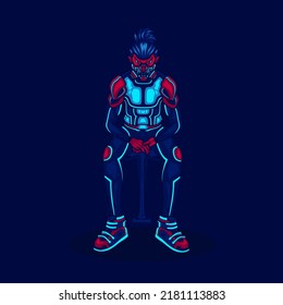 Samurai Cyberpunk Logo Vektorgrafik bunte Design-Illustration.