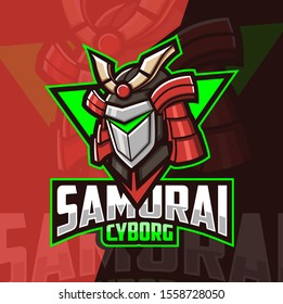 samurai cyborg mascot esport logo design