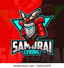 samurai cyborg mascot esport logo design